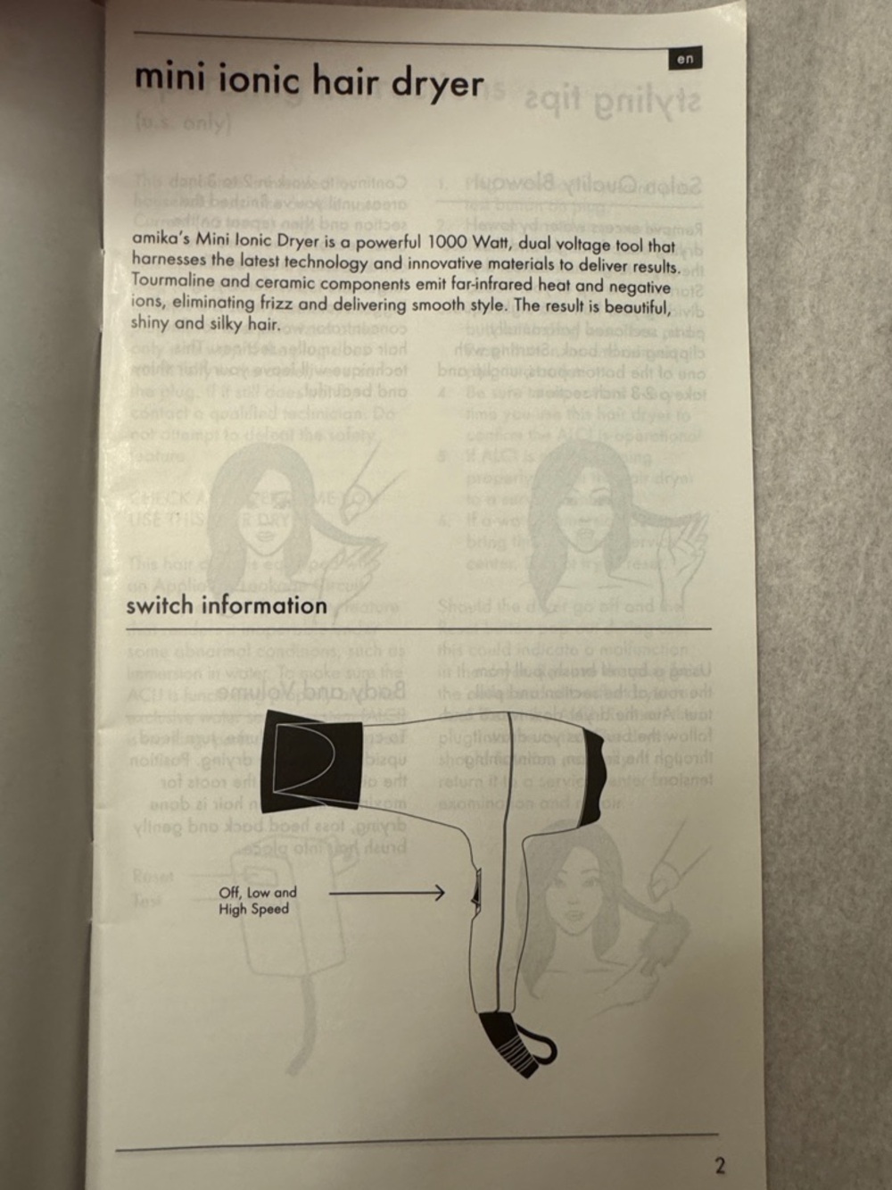 amika Pink Patterned Mini Ionic Hair Dryer - Picture 5 of 11